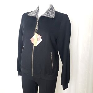 Kuna authentic baby alpaca wool bomber jacket leopard collar NWT size medium